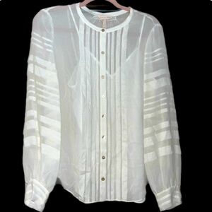 Rebecca Taylor 100% Silk White Sheer Blouse- Size 8